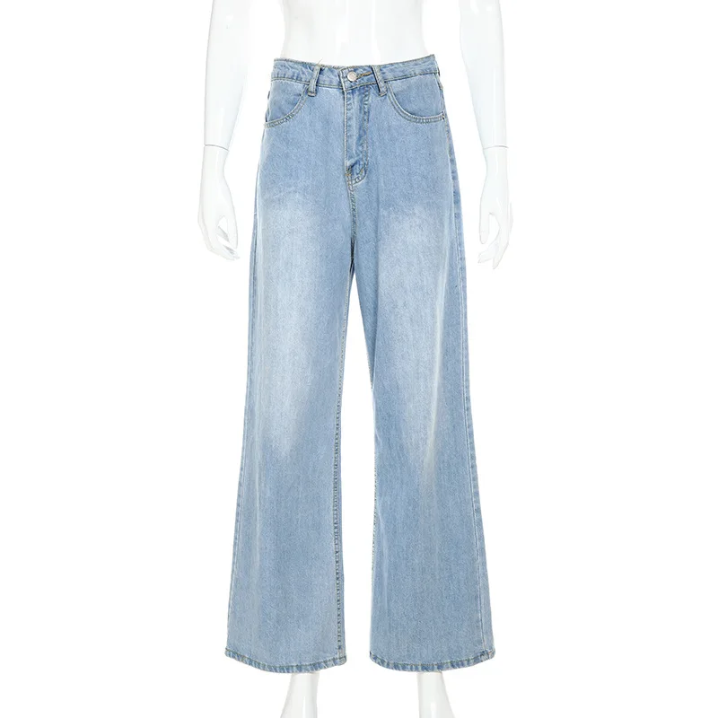 Casual Wide Leg Jeans Loose High Waist Vintage Straight Baggy Jeans Cargo Aesthetic Oversize Denim Trousers Boyfriend Long Pants