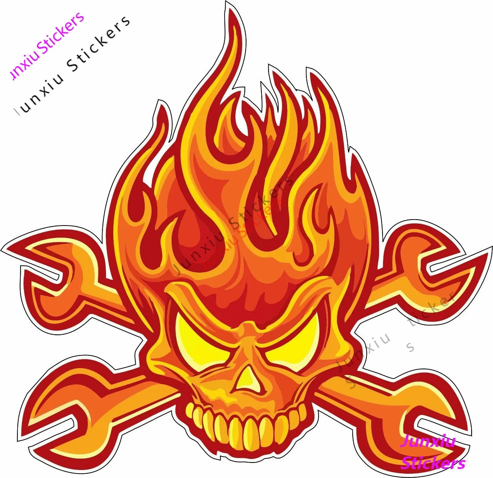 

Creative Stickers Personalized Skull Flame Wrench Mechanic Bumper Sticker Custom Printing Vinyl Decal Anime Accessories KK10cm