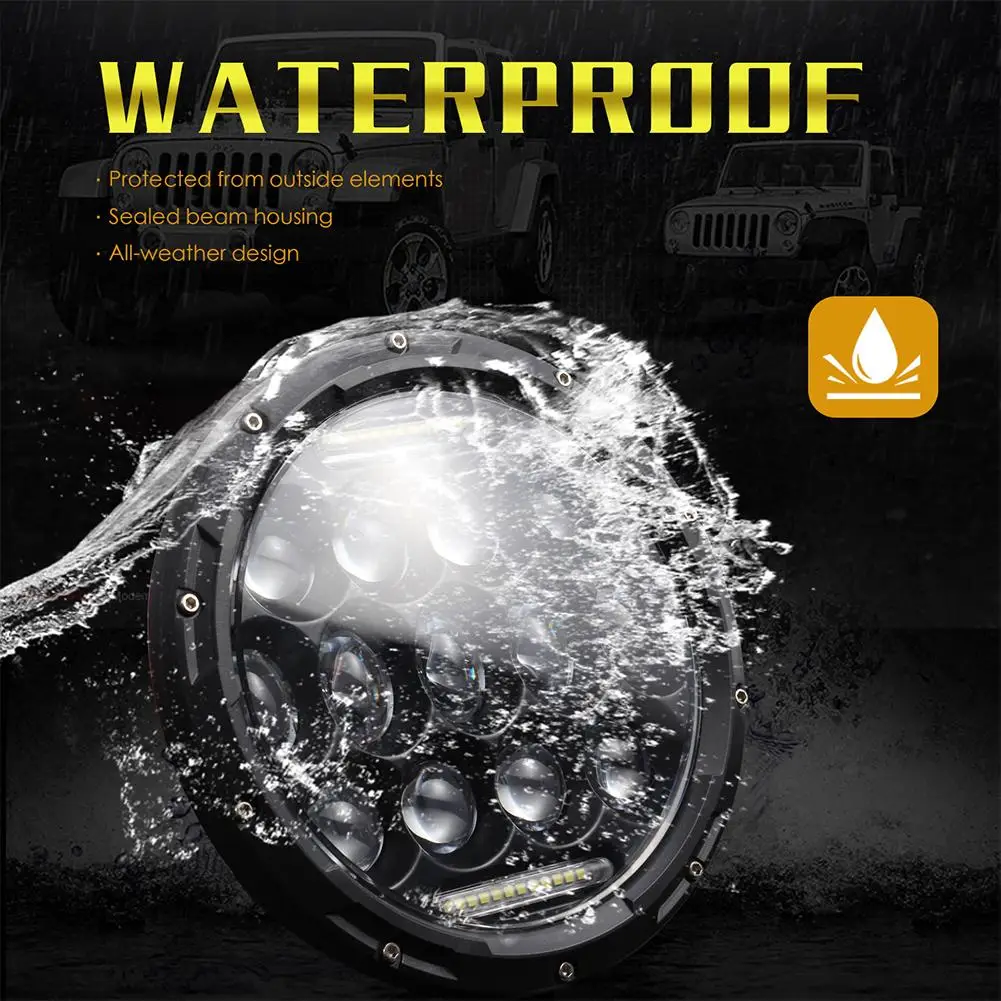 High Power H4/H13 7 Inch 300w Round LED Headlights Turn Signal Light White DRL