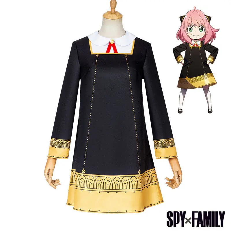 

Spyfamily Ania Cosplay Costume Wig Black Gold School Uniform One Piece Pink Wig Anya Forger Figure Figure Cute Girl Three Piece