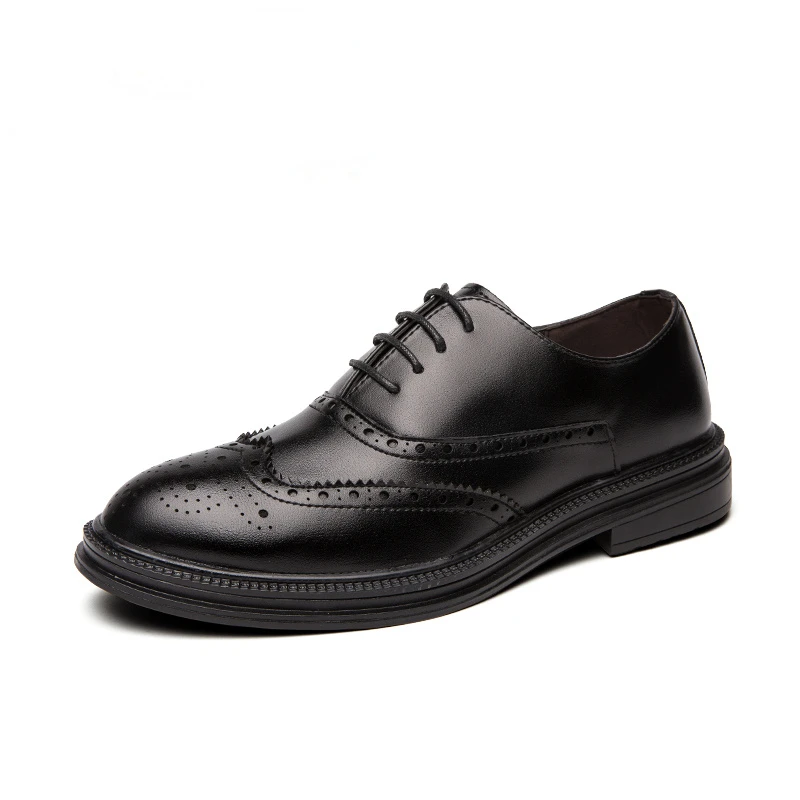

Туфли-оксфорды мужские кожаные, Классическая Деловая и офисная обувь, броги, повседневные, весна-осень, черные