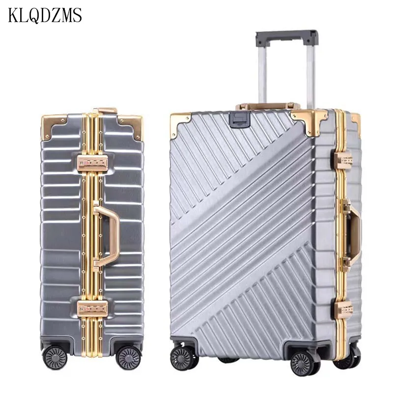 KLQDZMS 20''24''26''29-Cool Boy's Metal Suitcase Large-Capacity Silent Universal Wheel Luggage Case Student Cabin Password Box