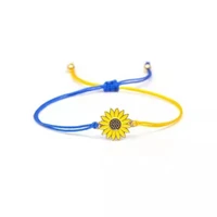 new handmade braided rope daisy flower charm bracelet blue yellow color ukraine national flag bracelets for women men wristband