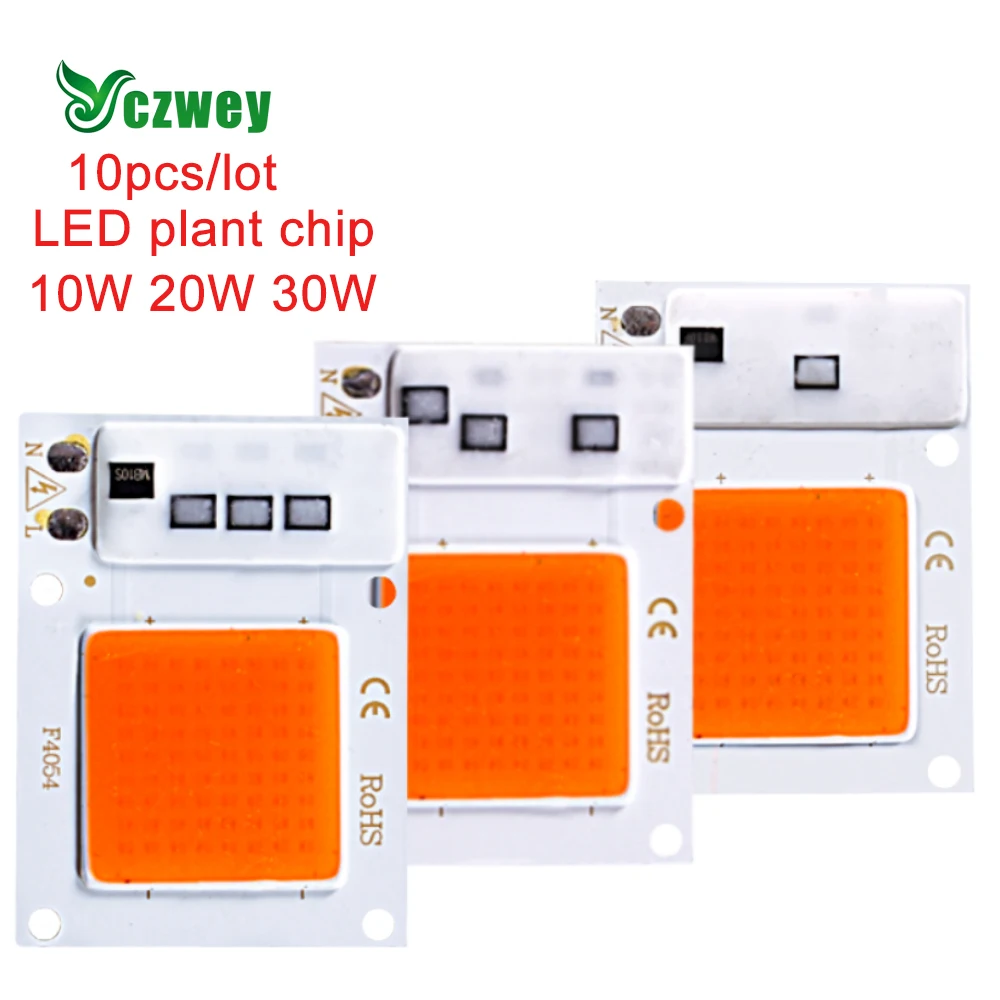 

10PCS LED COB Module Driverless AC220V 10W 20W 30W Led Chip Lamp Beads For Spotlight Floodlight Plants Growing Grow Light Tent