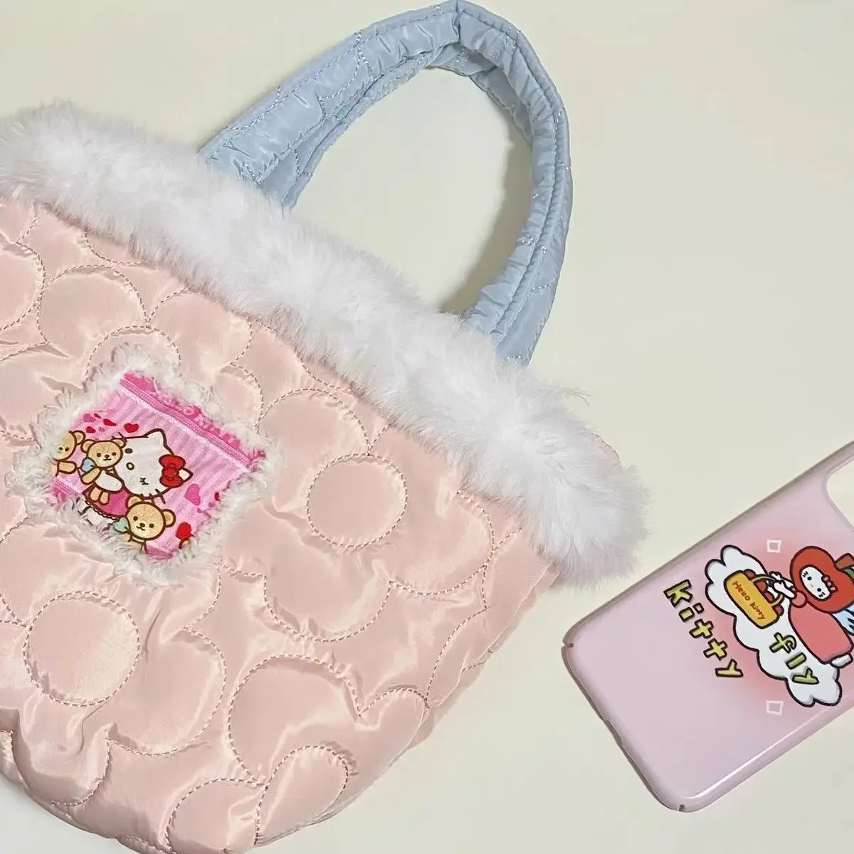 Kawaii Hello Kitty плюшевая сумка через плечо аниме KT милая сумочка модная Y2k зимняя