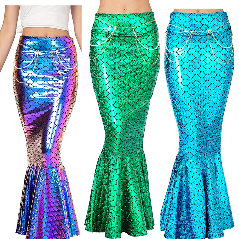 

Mermaid Cosplay Costumes Women Hip Skirt Ladies Dress Sequins Tulle Tail Skirts Shiny Princess Halloween Carnival Dress Up Party