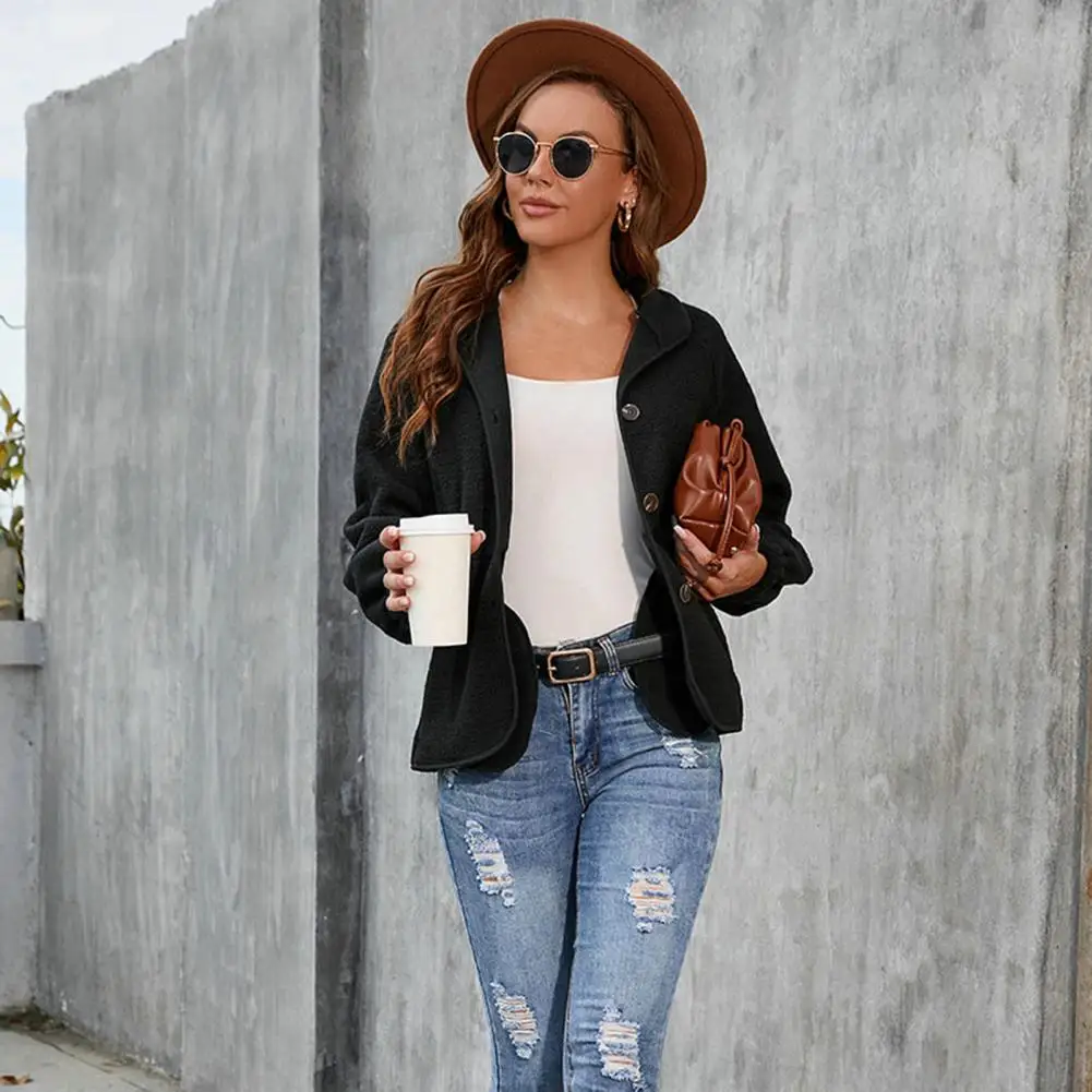 

Lady Autumn Coat Long Sleeves Soft Dispel Cold Pure Color Casual Winter Coat Lady Coat Female Clothes