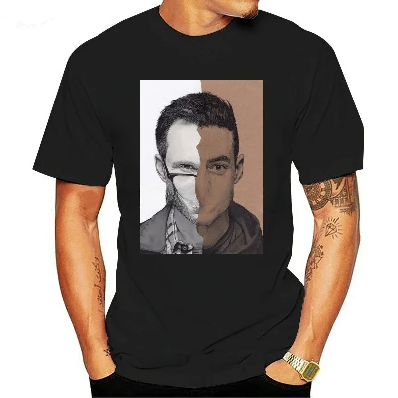 Футболка мужская оверсайз с коротким рукавом хлопковая тенниска надписью Mr Robot