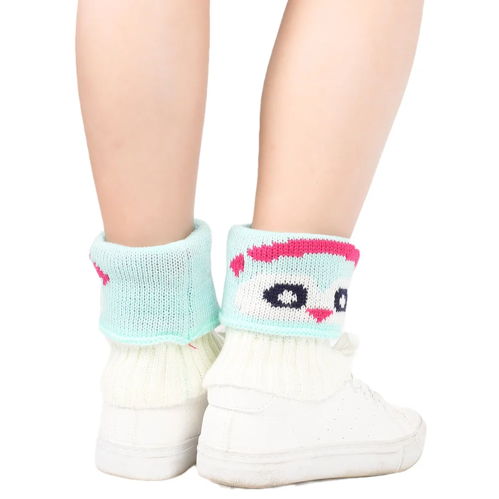 

Knitted Wool Cartoon Cute Jacquard Pattern Socks Cover Women's Short Boots Cover Color Matching Crimped Short Foot Boots Socks