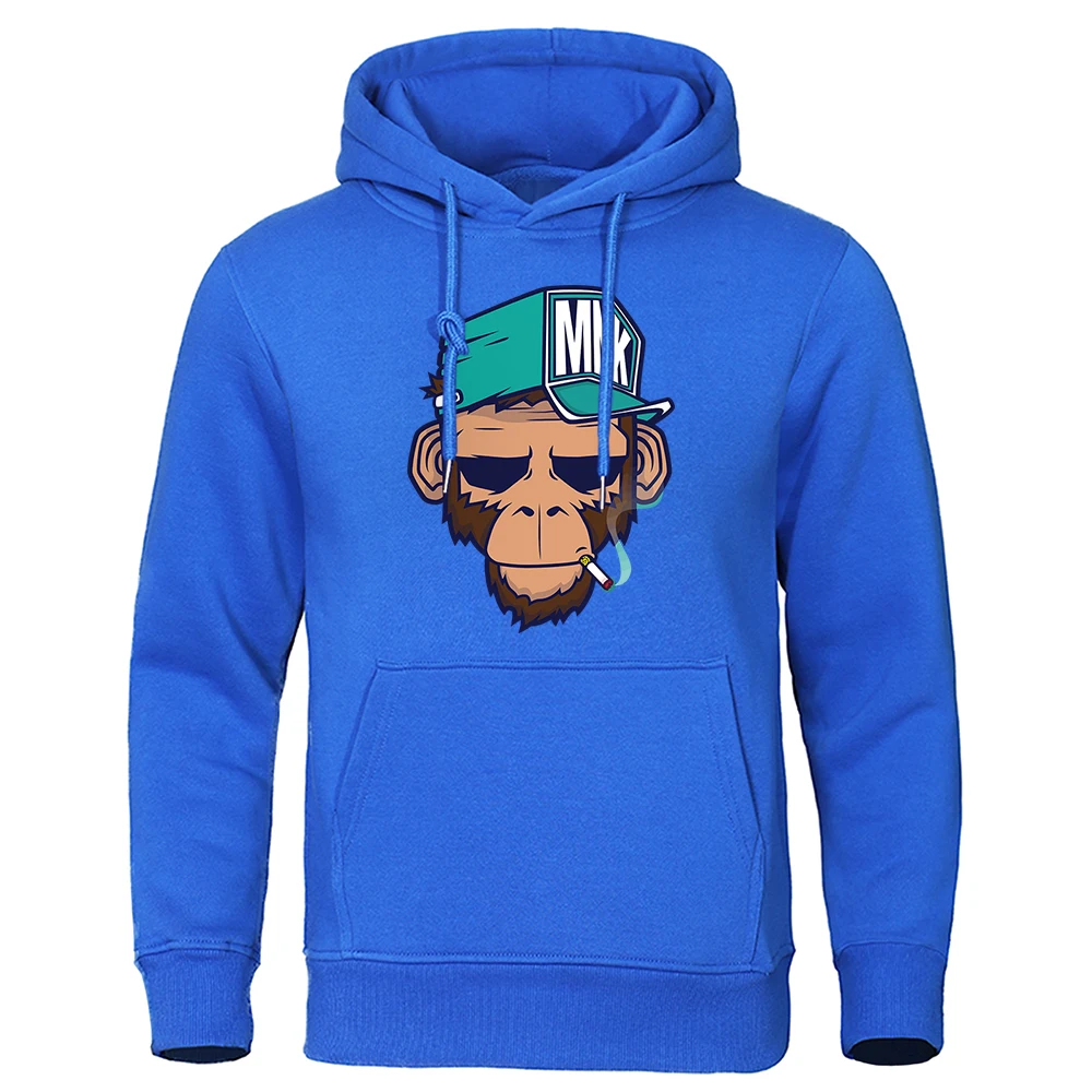 New Men Hoodies Monkey Printed Spring Autumn Fleece Casual Fashion Hooded Pocket Streetwear Male Sweatshirt S-4XL