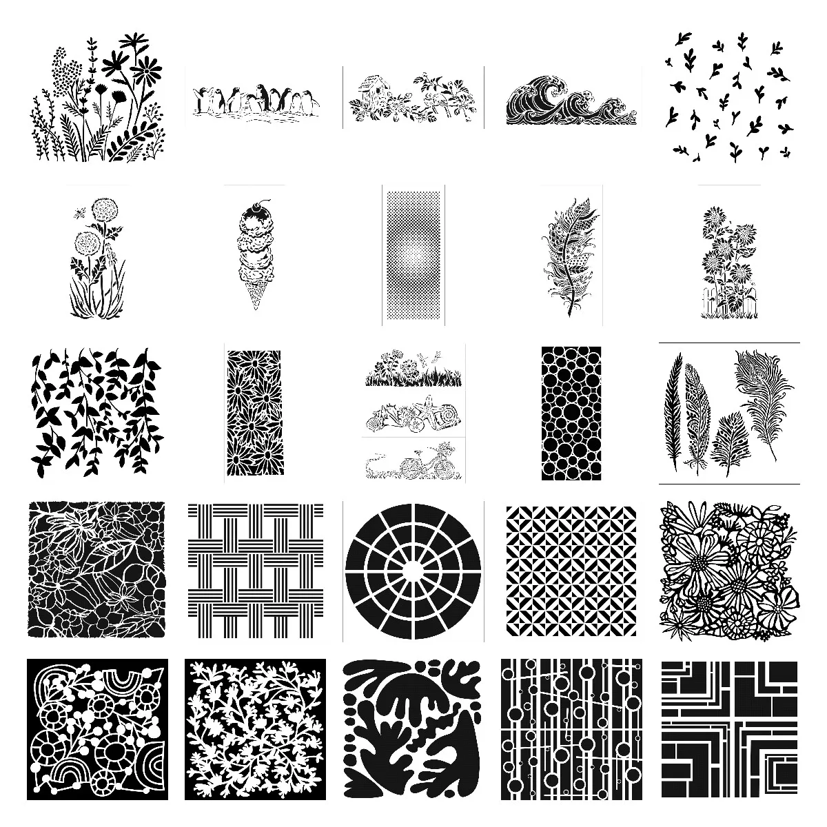 

Summer Meadow Sunflower Plumes Barberry Buds Vines Bliss Weave Rainbow Branch Circle Layering Stencils Paper Card Coloring Molds
