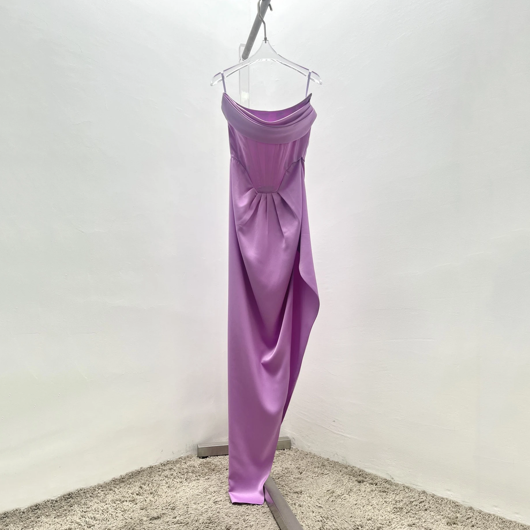 

Fashion sexy Y2K party banquet formal dresses draped satin crepe corset style Women's dress premium sense purple Long dresses