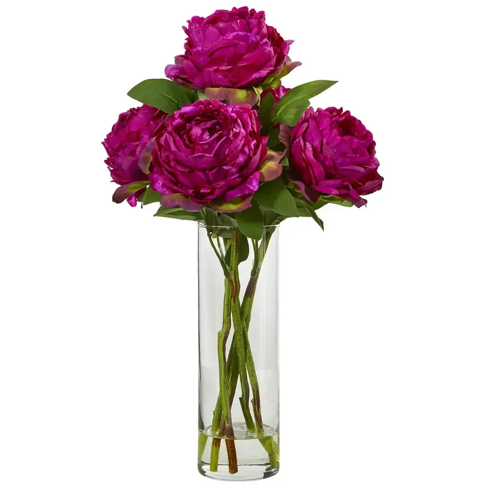 

Peony Artificial Arrangement in Glass Vase