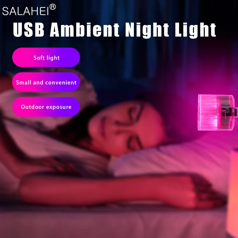Миниатюрный RGB USB-светильник неоновый светодиодный светильник для салона