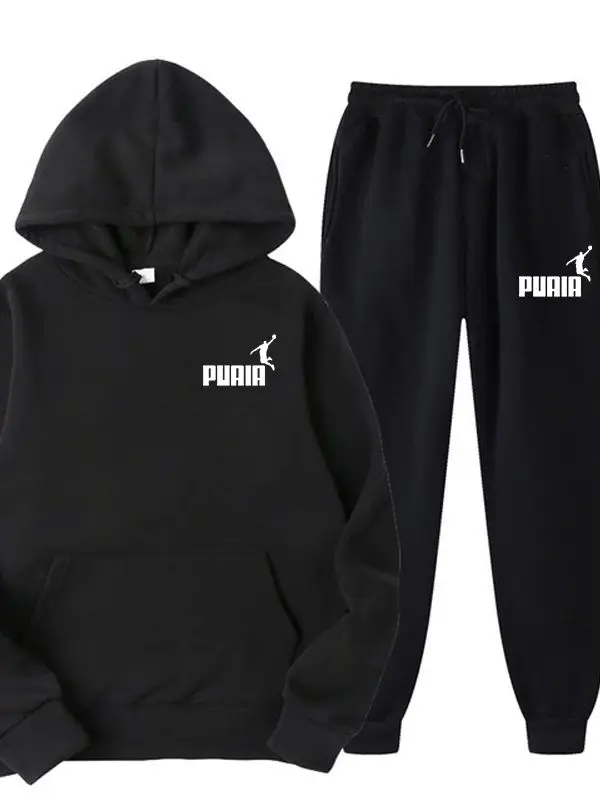 

Solid Color Men's Women's Hoodie Jacket Fashion Street Casual Sets Autumn Winter Fleece Sportswear + Pants 2022 Multicolor Suit