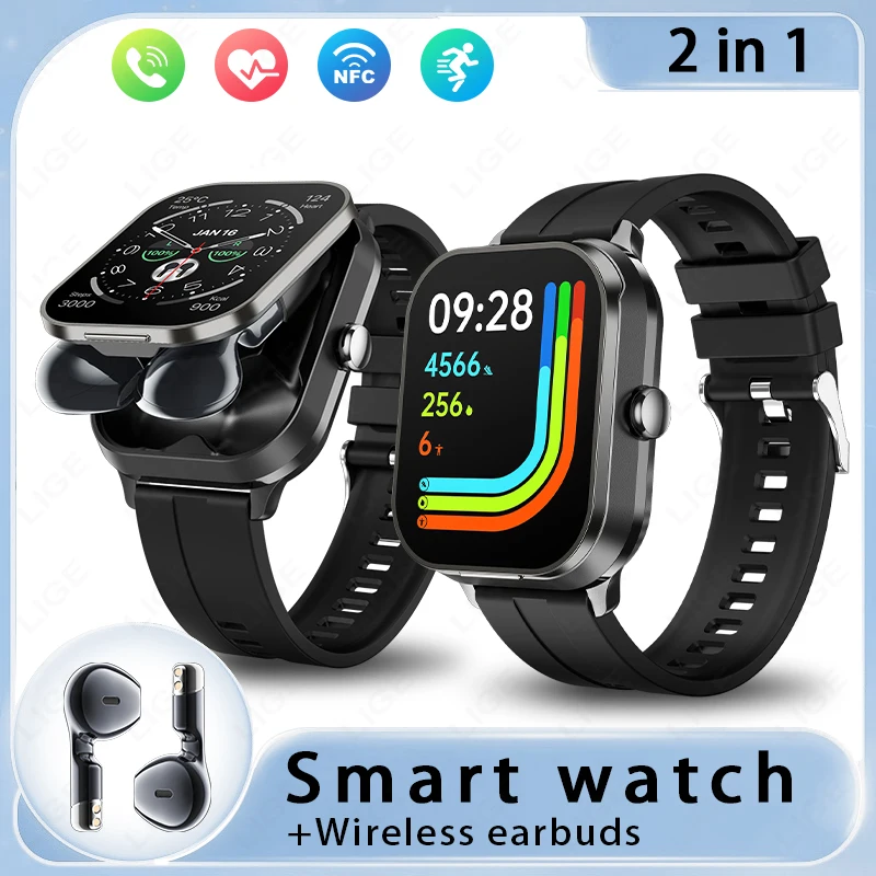 Смарт-часы LIGE 2в1 + беспроводные наушники 2 01 цвет в ассортименте