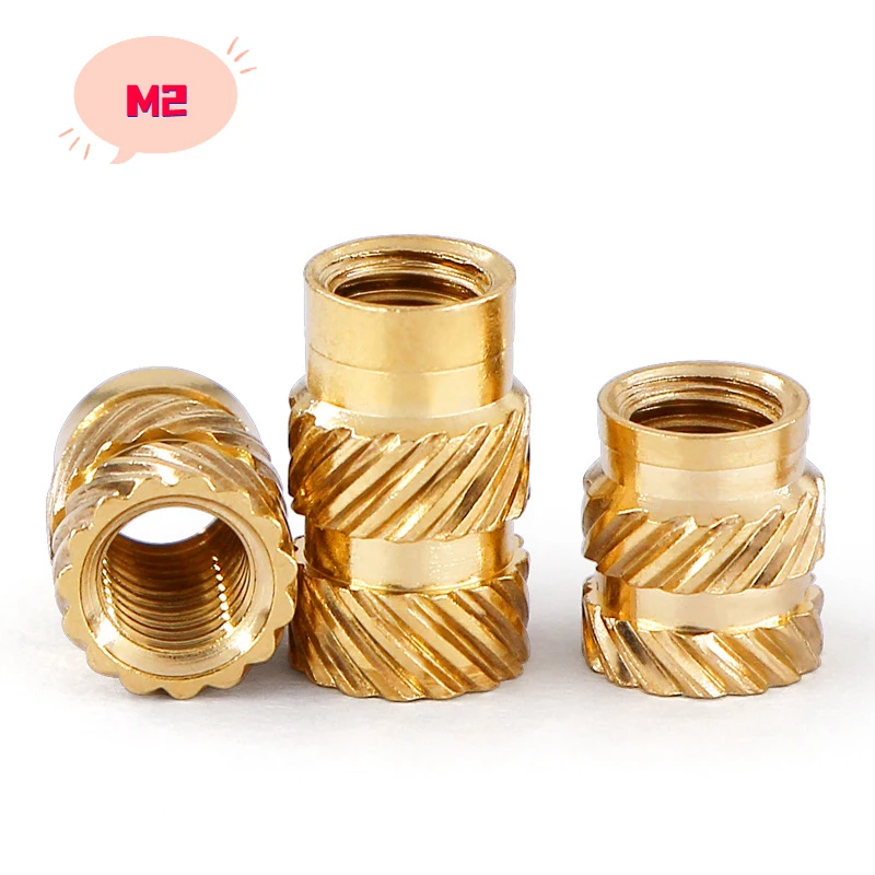 

M2 Brass Hot Melt Inset Nuts Heating Molding Copper Thread Inserts Nut SL-type Double Twill Knurled Injection Brass Nut