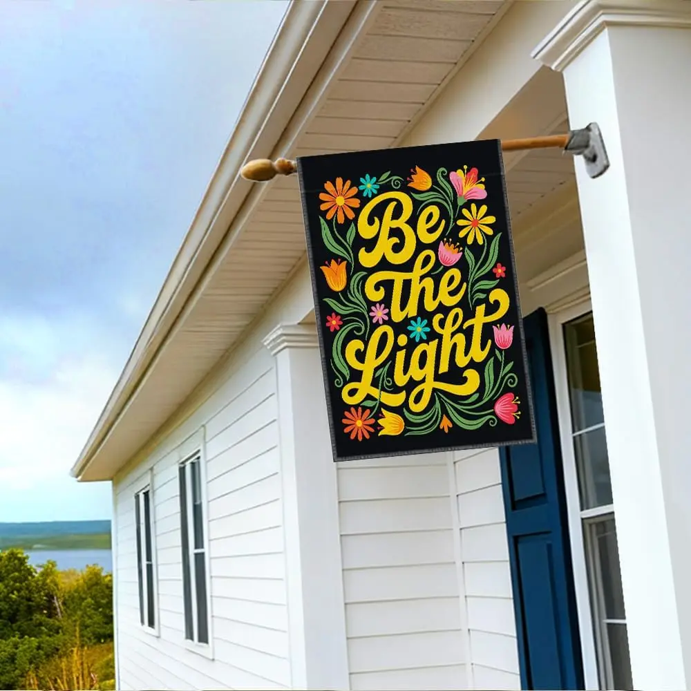 Фото Флаг для сада RZHV Be The Light, двусторонний, для улицы, двора, украшения сада, парадов, с цветочными мотивами, для ментальной поддержки и исцеления, AAS №5