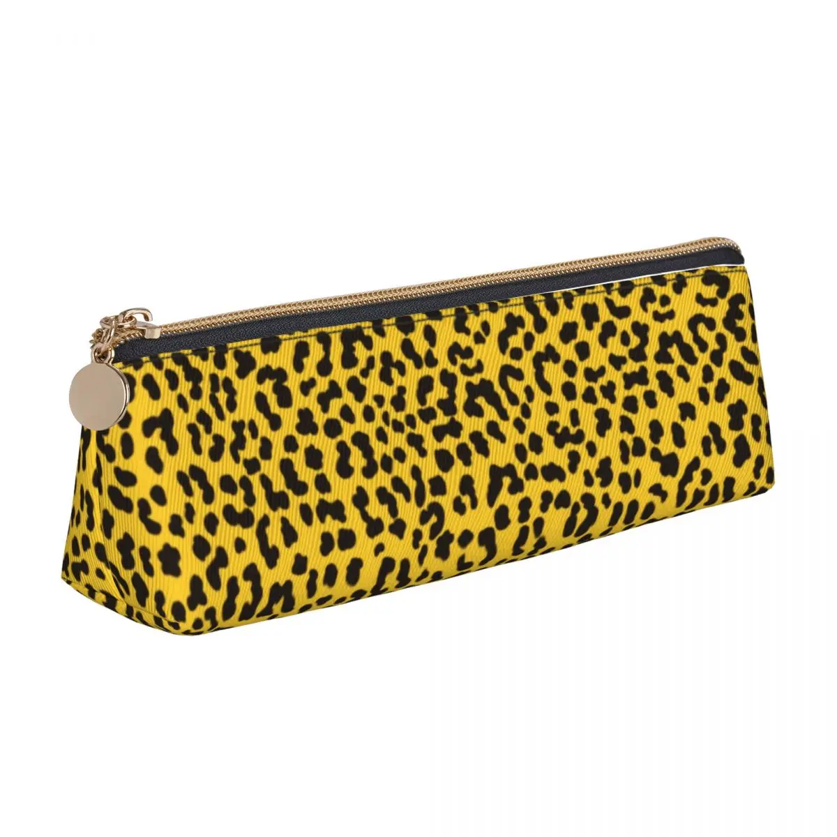 

Leopard Print Leather Pencil Case 80s Style Neon Kawaii Zipper Pencil Box Stationery For Teens Triangle Pen Bags