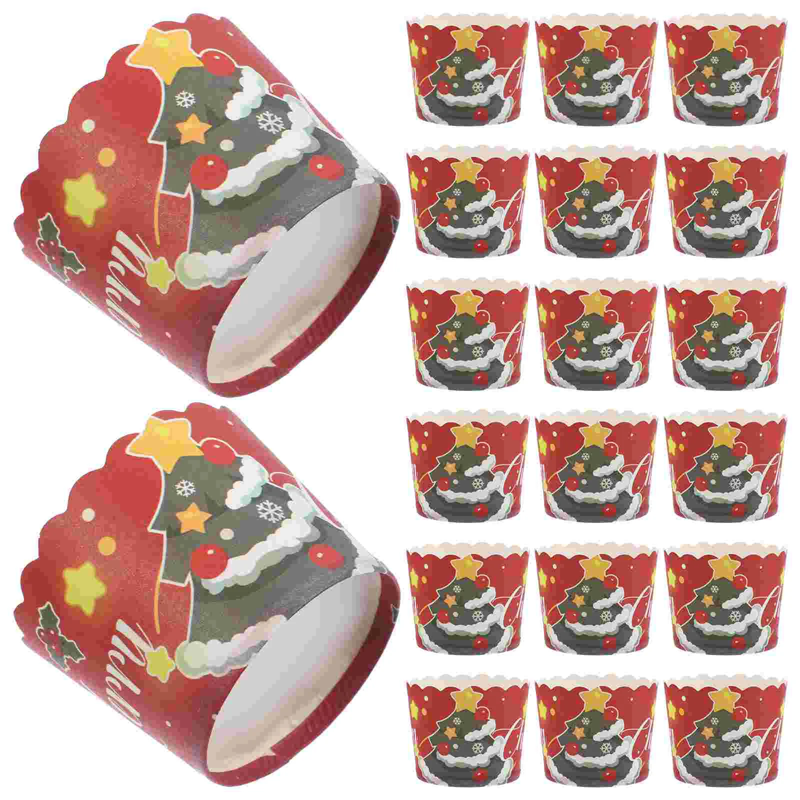 

50Pcs Christmas Cupcake Paper Wrappers Xmas Cupcake Decoration Wrapper Cases Muffin Liner