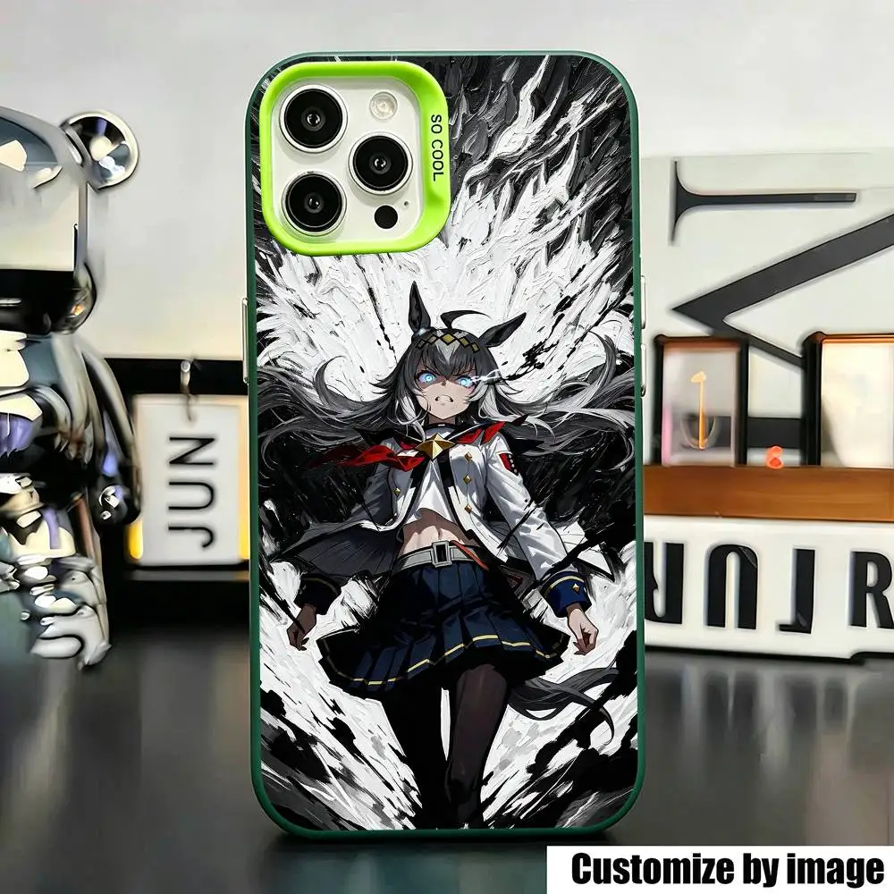 Фото Чехол для телефона Oguri C-Cap Uma M-Musume Anime для iPhone 17, 16, 15, 14, 13, 12, 11 Plus, Pro Max, XS, зеленый, с серебряным покрытием внутри №3