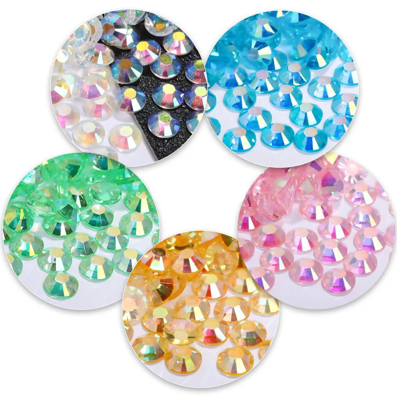 

100 шт. Аврора AB в форме ногтей сверло Стразы смешанные кристаллы для дизайна ногтей аксессуары камни с плоской задней стороной 3D драгоценные камни