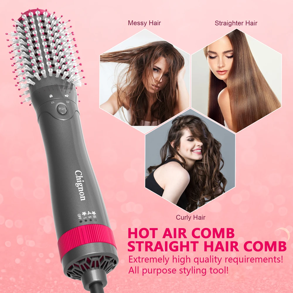 

Dryer And Straightening Brush CHIGNON Hot Air Brush One Step Styler Blow Dryer Brush Professional Hair Straightening Brush
