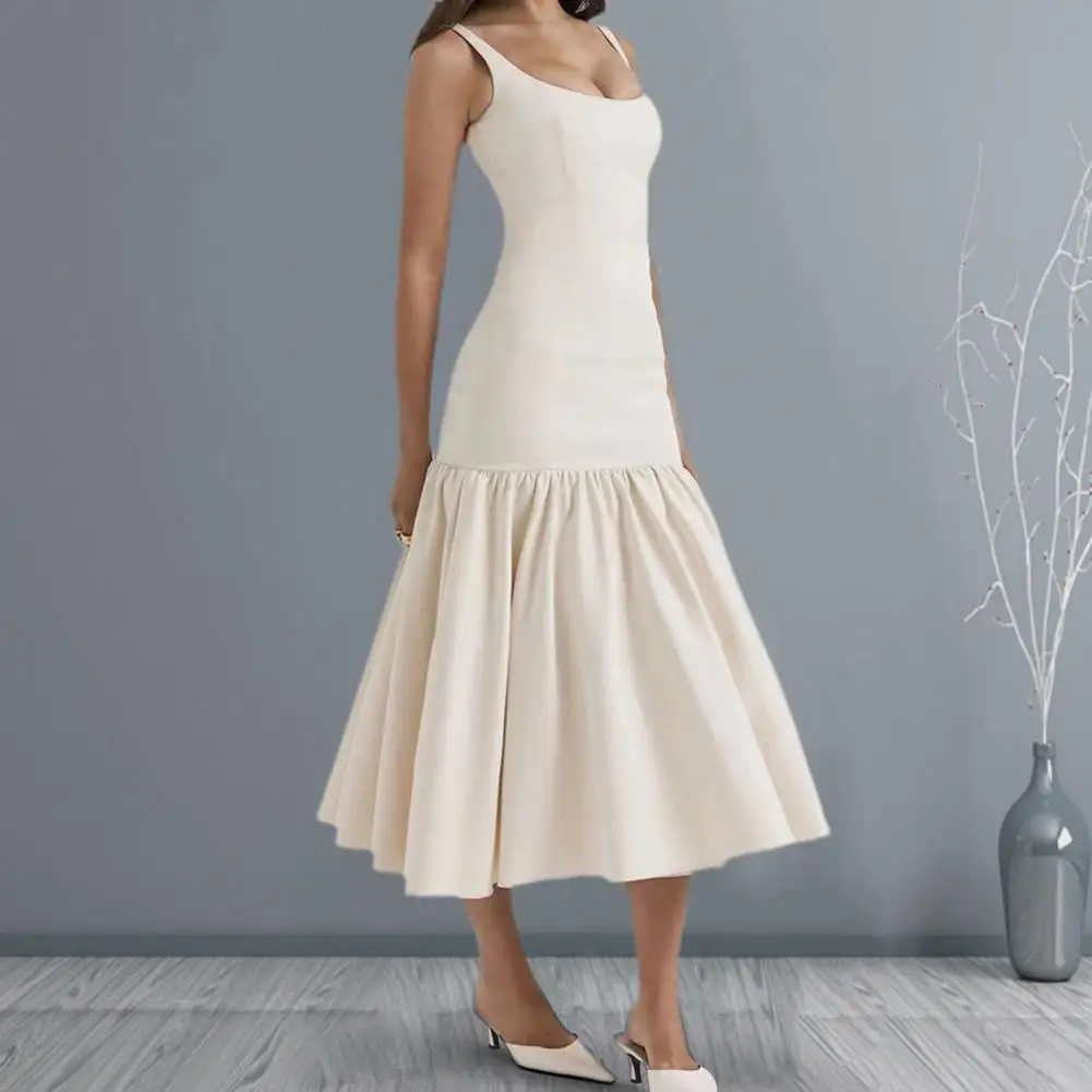 Однотонное Плиссированное Платье женское длинное платье элегантное вечернее с