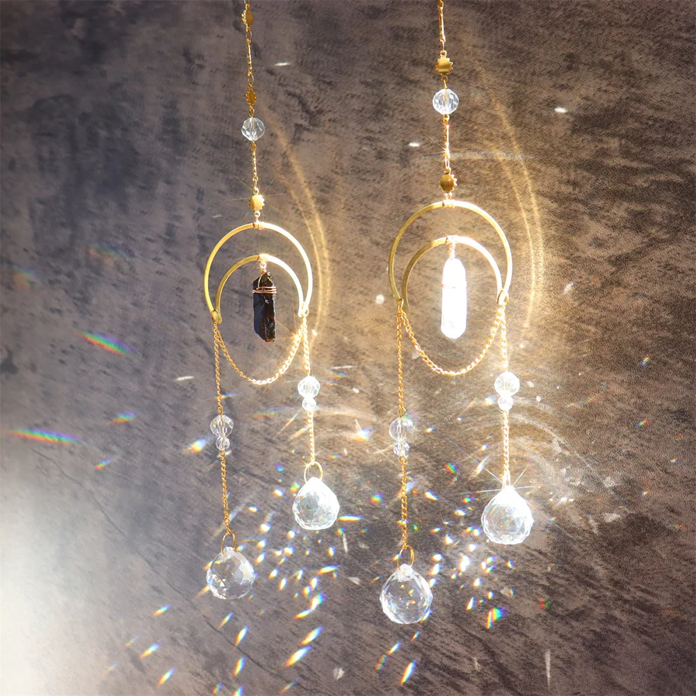 

Crystal Dream Catcher Colored Natural Stone Exquisite Rainbow Light Catcher Creative Chic Garden Ornaments for Home Wall Bedroom