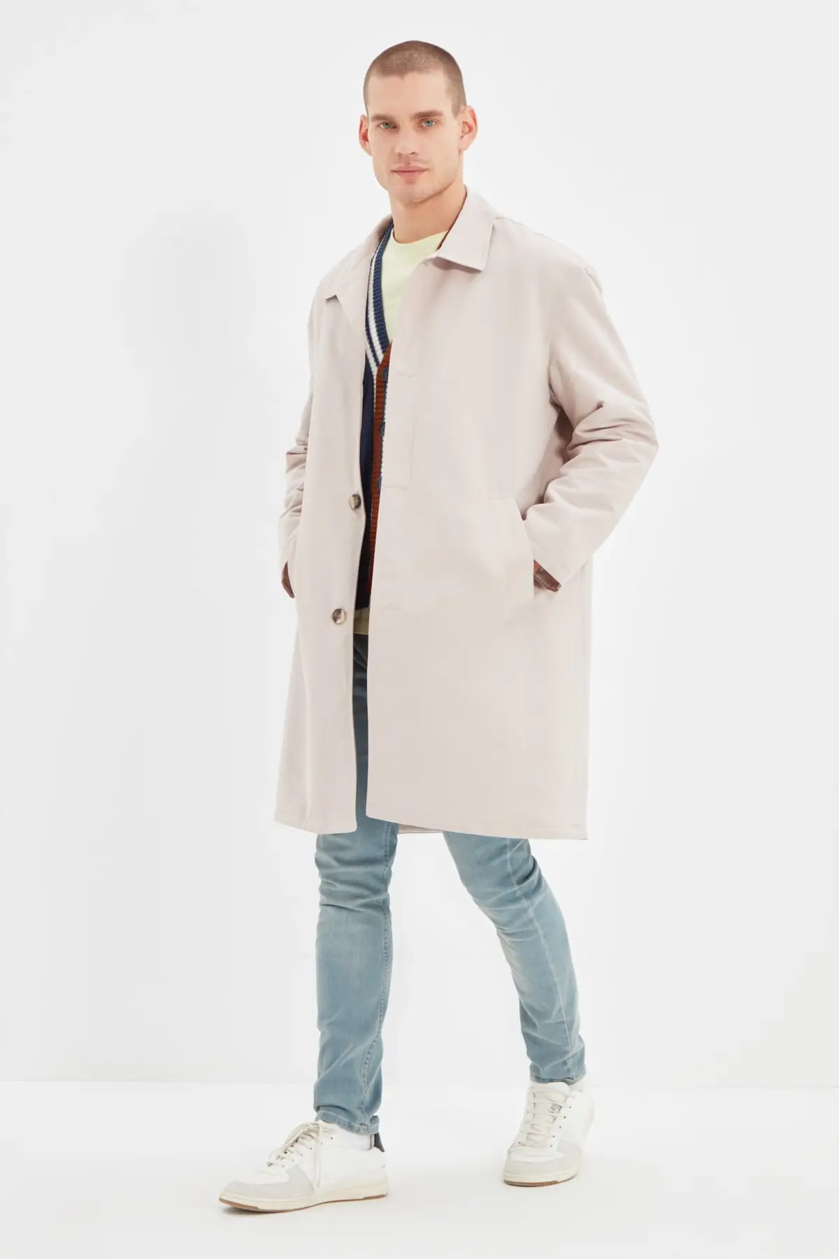 

Trendyol Men Oversize Shirt Collar Coat TMNAW22KB0065