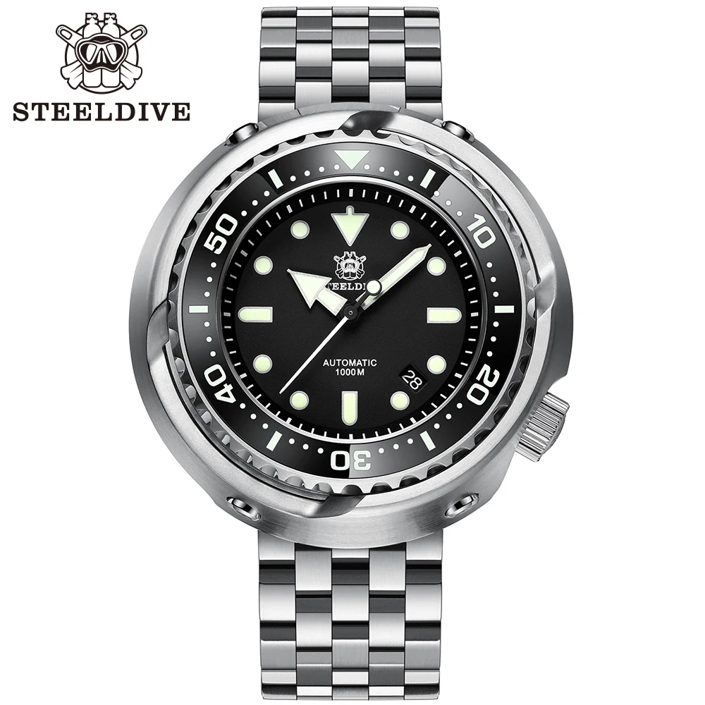 

Steeldive SD1978 New Arrival Oversize 53.6mm Stainless Steel Case 1000m Waterproof NH35 Automatic Tuna Dive Watch C3 Luminous