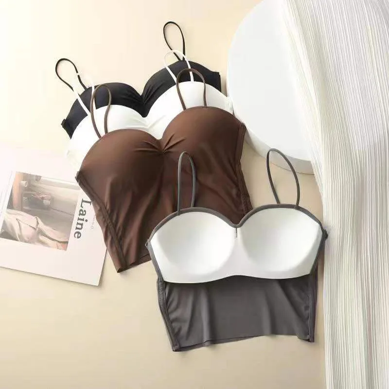 

2022 Traceless Bra Wrap Chest Chest Small Chest Up To Gather Thin Sexy Women Halter Vest Underwear Women