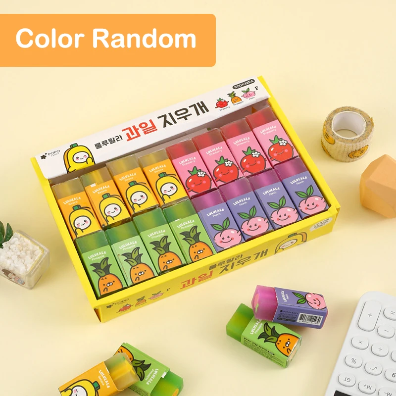 

Random Cute Fruit Eraser Writing Drawing Less Crumb Rubber Pencil Eraser Student Prizes Promotional Gift Stationery Erasers