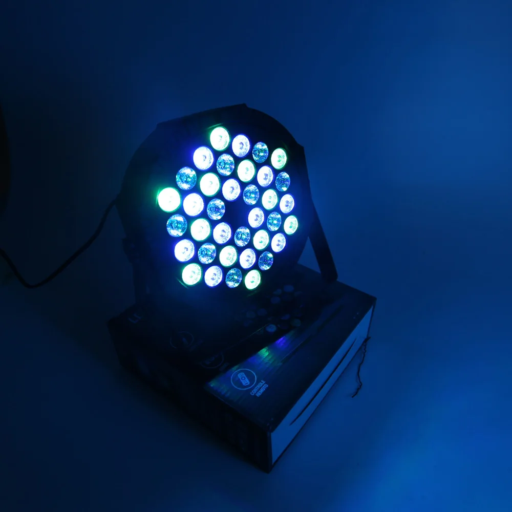 Фото Светодиодные прожекторы RGB DMX512 36 LED Par с металлическим корпусом, звуковой активацией, дистанционным управлением, профессиональные световые приборы для дискотек, баров, вечеринок и сцены. №1