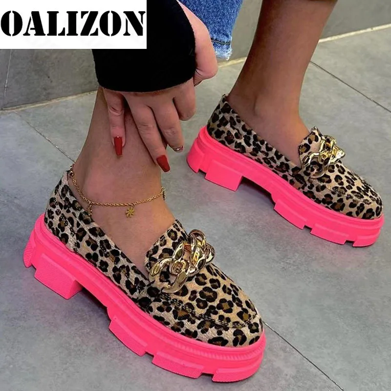 

Chain Thick Platform Women Flats Sandals Leopard Mary Janes Shoes Summer 2022 New Casual Ladies Shoes Sport Rome Mujer Zapatos