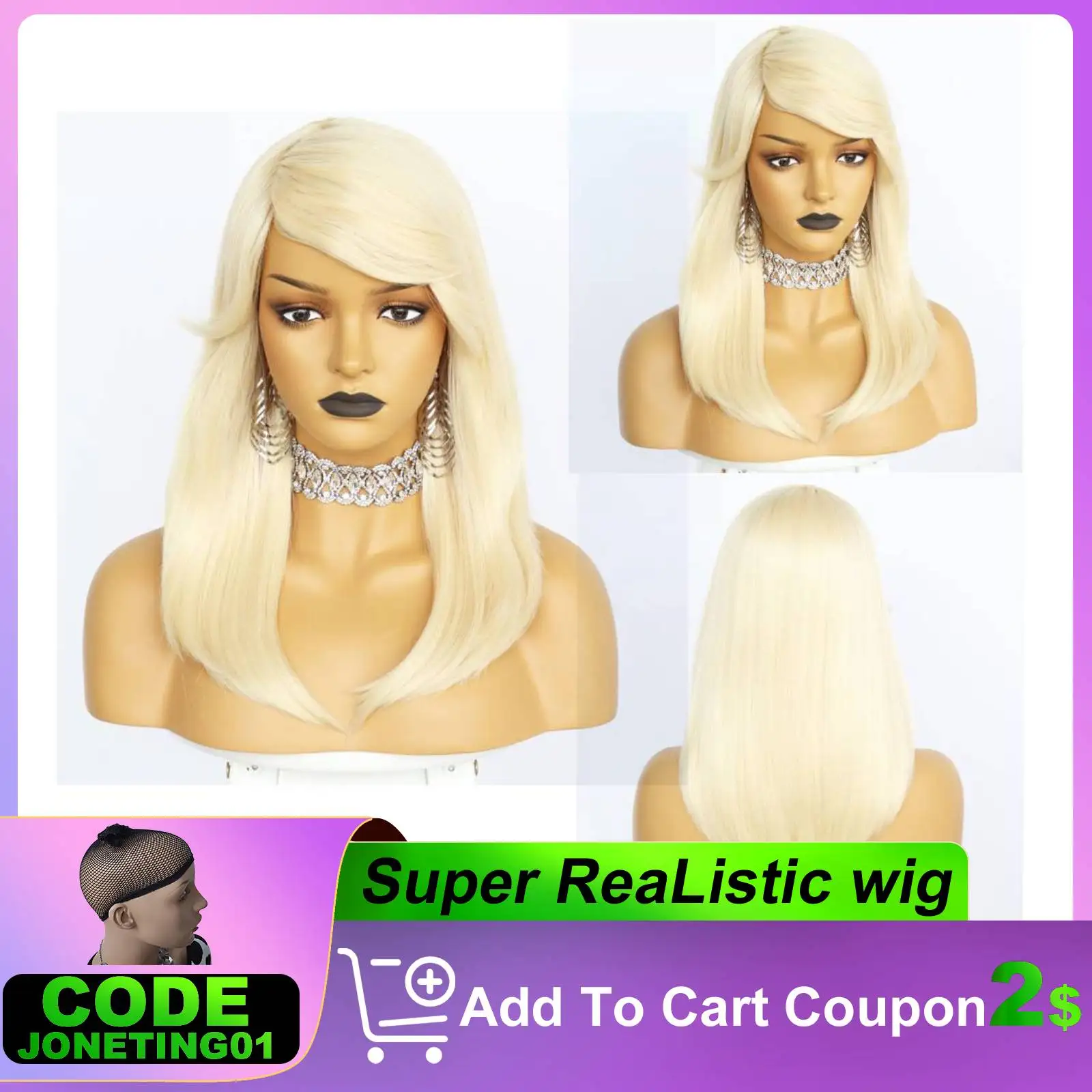 JoneTing 20Inch 613 Synthetic Wigs Futura Wig Heat Resistant Fiber Hair Natural Middle Part Cosplay Wigs for Halloween Party