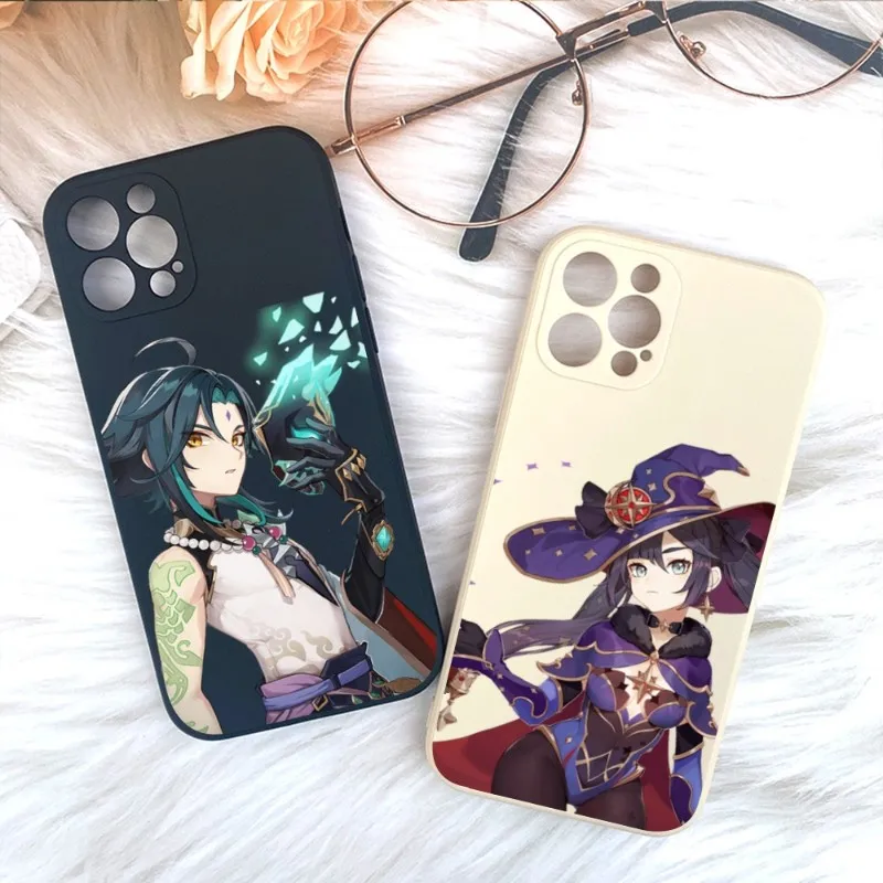 

Чехол Aharen для телефона с аниме для IPhone 14 11 12 13 Pro Max X XR XS Max 6 6S 7 8 Plus SE 2022, чехол для телефона с жидкостью квадратной формы