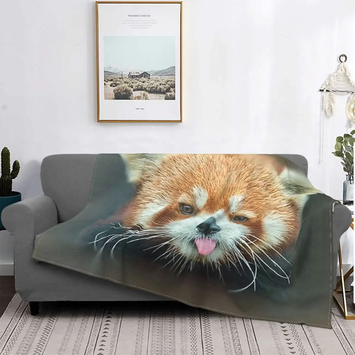 

Red Panda Bear Blanket Fleece Printed Cute Animal Portable Warm Throw Blanket for Sofa Car Plush Thin Quilt