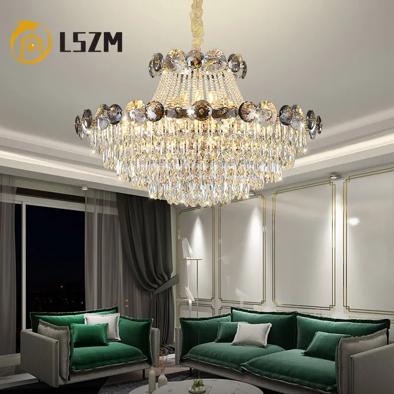

K9 Crystal Chandelier Living Room Bedroom Luxurious Modern LED Pendant Light Villa Indoor Decorative Lighting 220V Customized