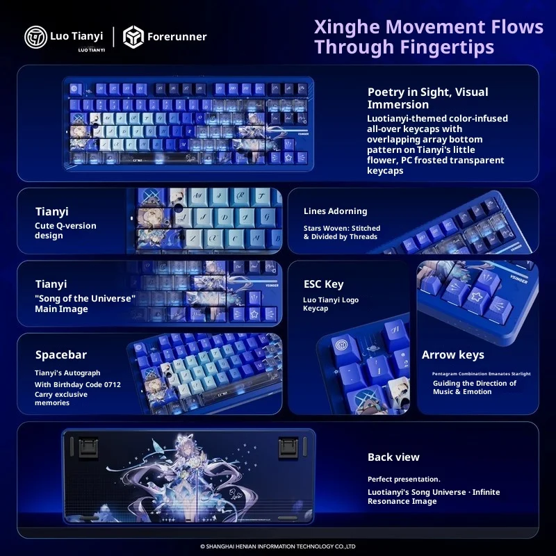 Фото Клавиатуры Pioneer X87S Luo Tianyi, ограниченная серия, беспроводная механическая клавиатура, настраиваемый трехрежимный Bluetooth для игр №2