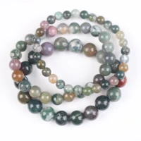 natural indian agate bracelet for women men jewelry accessories round simple elastic cord retractable bracelet for outdoor