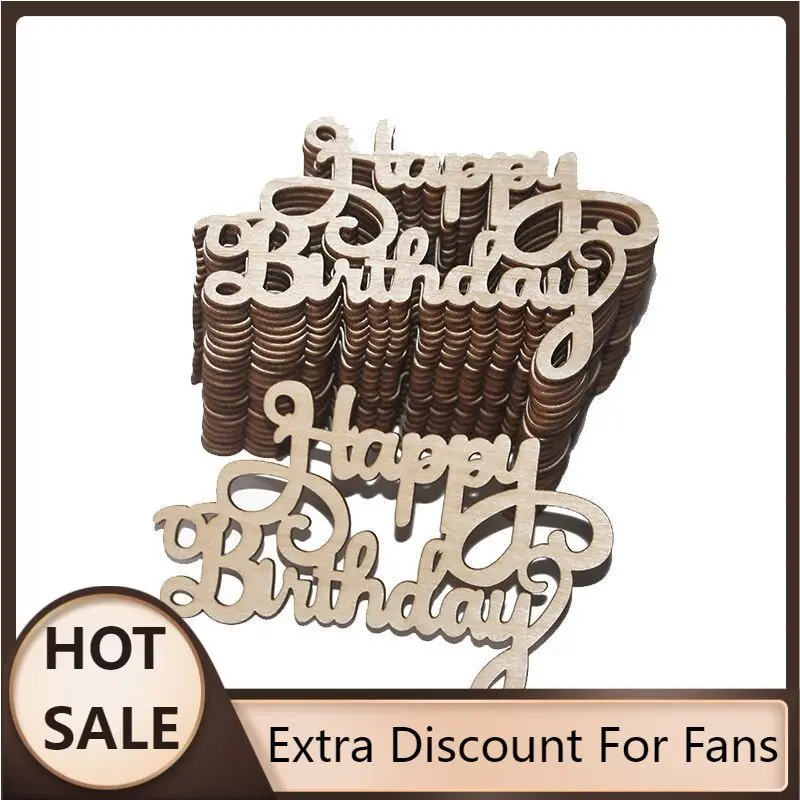 

Новое модное украшение «С Днем Рождения», лазерная вырезка, ручная работа, букв, деревянные подвесные украшения, декор для вечерние