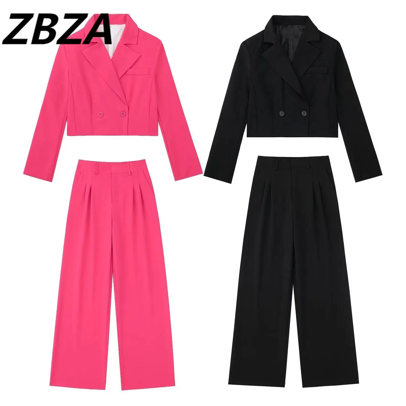 

ZBZA Women 2023 New Fashion Spring Loose Short Paragraph Blazer Coat Vintage Long Sleeve Pockets Female Outerwear Chic