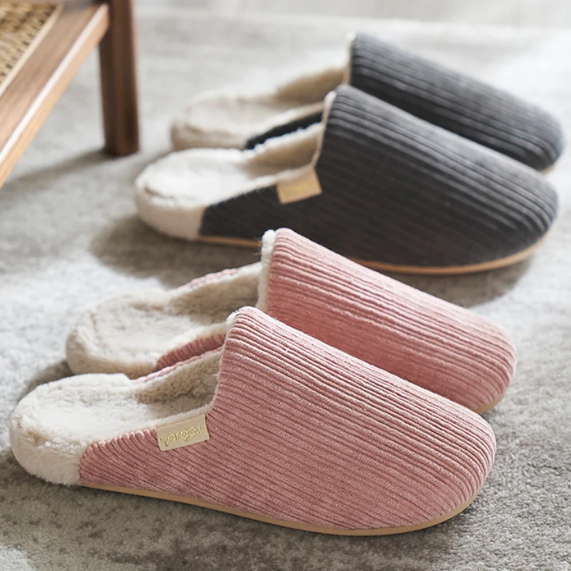 

обувь женская женская обувь туфли женские 2022 тренд обувь осенняя Женские вельветовые хлопковые тапочки, однотонные зимние тапочки в Корейс...