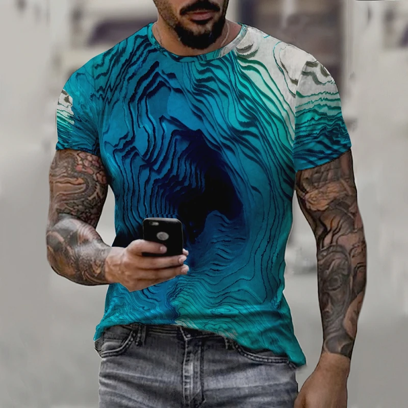 

Футболка мужская оверсайз с коротким рукавом, модная спортивная рубашка с 3D креативным принтом для фитнеса, дышащая уличная одежда, лето 2022