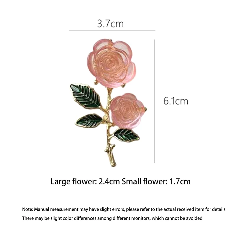 Винтажная брошь с цветком розы для женщин зеленые листья ледяной кристалл