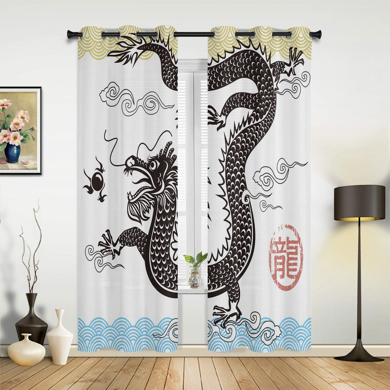 

Dragon Chinese Culture Curtains for Bedroom Living Room Drapes Kitchen Children's Room Window Curtain Modern Home Decor