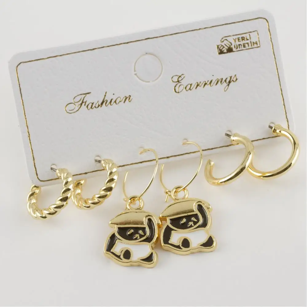 

6 pcs Panda figured Mineli ring earrings jewelry women fashion pearl tassel drop necklace bracelet ring gift bead ornament for kids gift beads ornament
