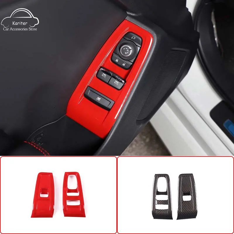 

For Subaru BRZ/Toyota 86 2022 ABS carbon fiber /red car styling car glass lift button frame sticker car interior accessories