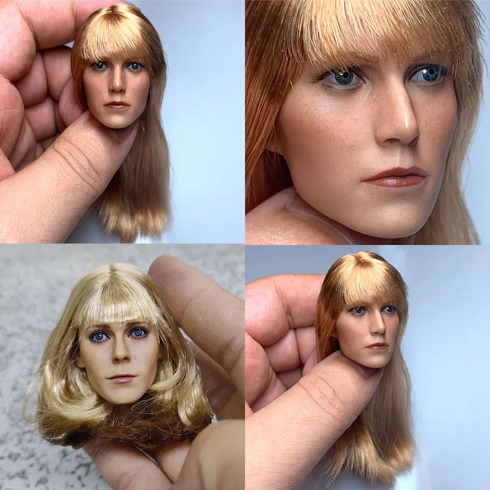 

1/6 Scale Pepper Potts Gwyneth Paltrow Female Head Sculpt Tony Girlfriend Carved Planted Hair Head Model Fit 12" Soldier Body